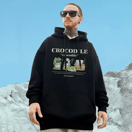 oversize帽衫简约情侣胖子宽松加绒加肥加大连帽卫衣男2024秋冬季图片