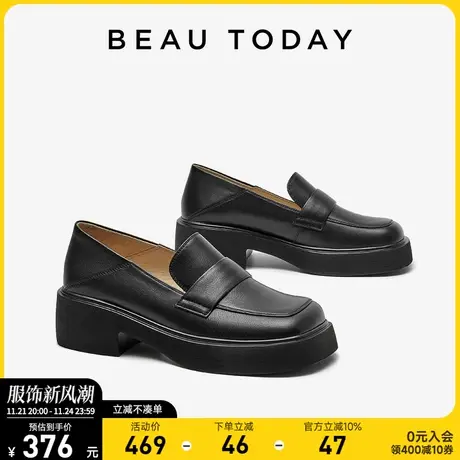 BeauToday小皮鞋女秋季BT黑色鞋子单鞋秋季女平底不累脚女鞋软底商品大图
