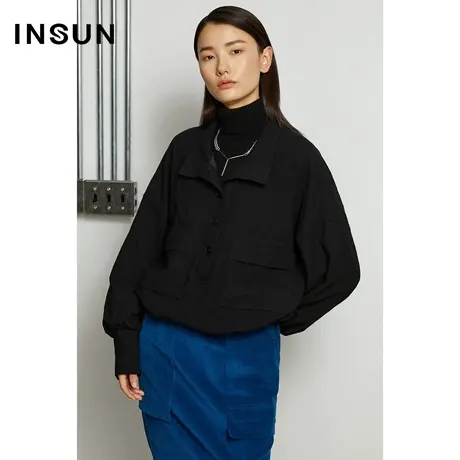 恩裳奥莱冬季黑色休闲运动款收袖口纽扣士外套短外套商品大图