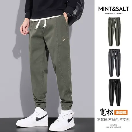 秋冬季军绿色工装休闲裤男士束脚宽松2023新款冬裤男裤子男款冬天商品大图