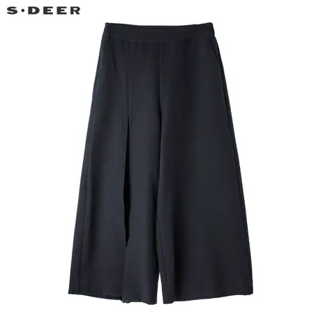 sdeer圣迪奥2019春装口袋拉链OL风琴褶九分阔腿裤西装裤S18180821商品大图