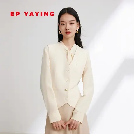 EP雅莹女装 缎面桑蚕丝绵羊毛国风暗纹提花马甲 2024春新款1001A图片
