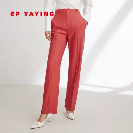 EP YAYING雅莹女装 美利奴纯羊毛开叉直筒裤 2024春装新品6445A商品大图