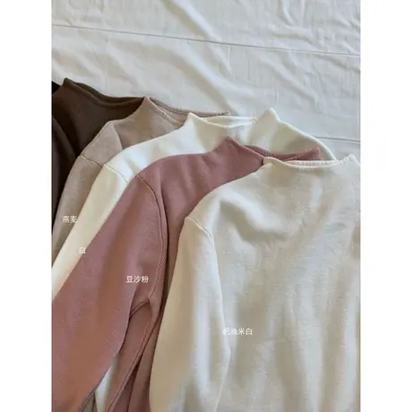 软糯半高领毛衣内搭打底衫秋冬季加绒百搭显瘦套头长袖针织衫上衣商品大图