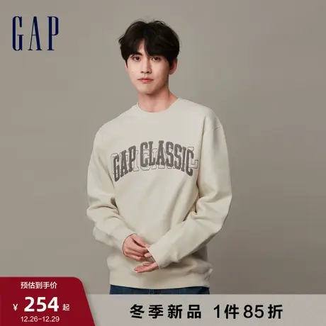 【断码优惠】Gap男装冬季LOGO加厚宽松卫衣运动抓绒上衣841222图片