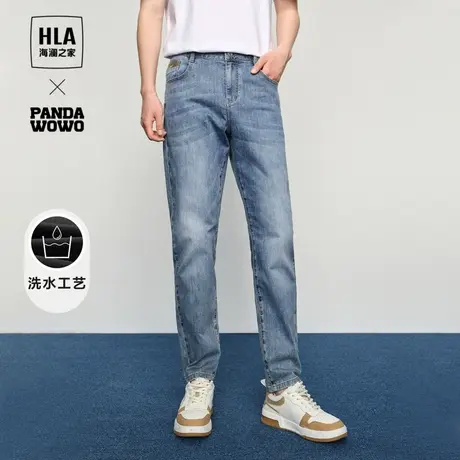 HLA/海澜之家panda wowo熊猫宽松锥形牛仔裤春季新款刺绣裤子男士商品大图