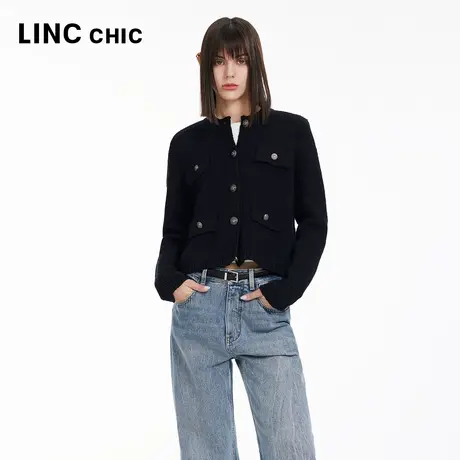 LINCCHIC金羽杰2024年春季新品上衣女小香风毛衣开衫S241CR061Y图片
