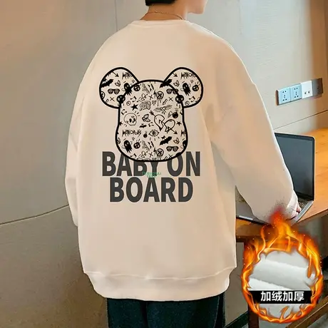 暴力熊卫衣男潮牌春秋季套头上衣服oversize卡通印花宽松大码外套图片