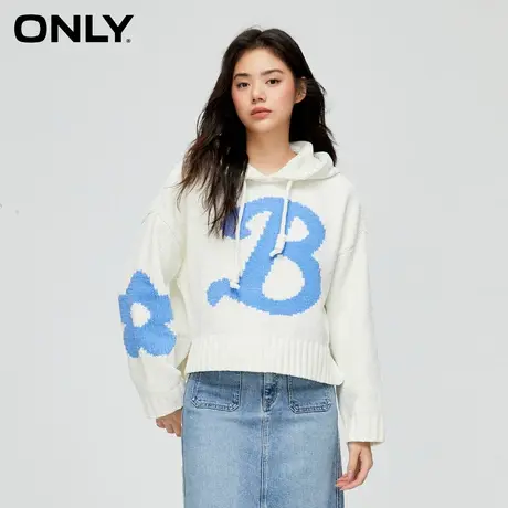 ONLY奥莱夏季学院风减龄字母连帽宽松抽绳针织衫女商品大图