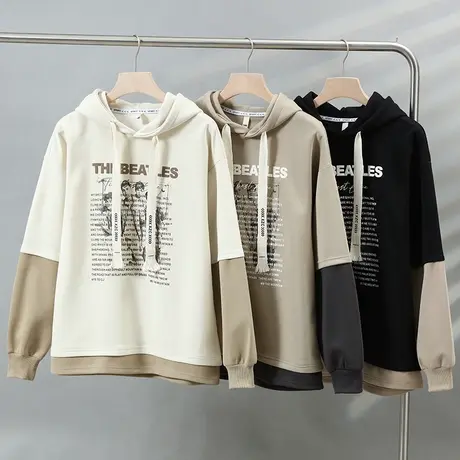 美式复古卫衣男春秋款休闲宽松连帽外套男2024春季新款长袖上衣服商品大图