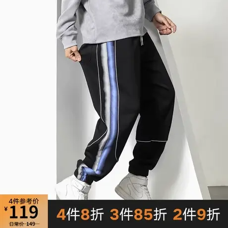 GxxH大码潮男装秋宽松加肥加大码个性印花肥佬休闲束脚长裤220斤商品大图