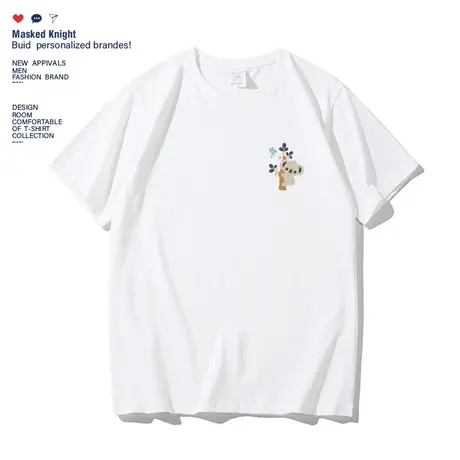 夏季新款港风卡通树熊印花短袖t恤男女情侣装学生宽松纯棉半袖图片