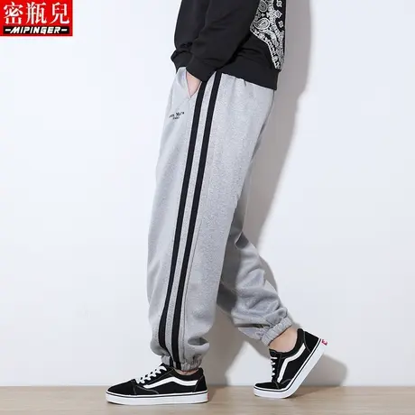 密瓶儿灰色休闲裤子男宽松春季男士大码加肥加大长裤运动裤男潮流商品大图