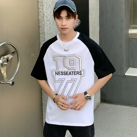 青少年短袖t恤男大童夏季潮流冰感2023新款初中学生拼接半袖夏装商品大图