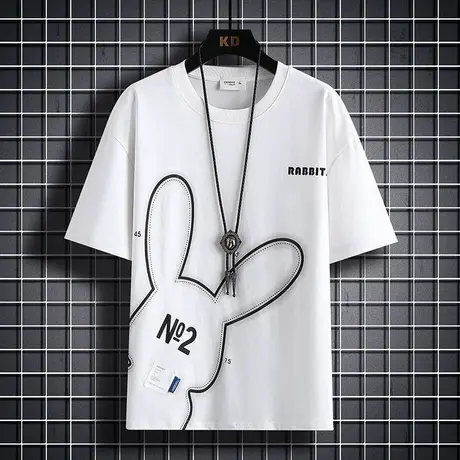 纯棉短袖T恤男潮牌潮流新款男装半截袖体恤圆领简约流行夏装上衣商品大图