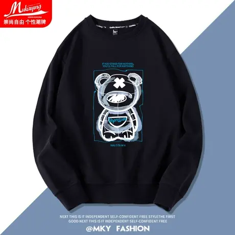 欧美潮牌ins卫衣男无帽美式街头圆领上衣春秋季2022新款宽松长袖商品大图