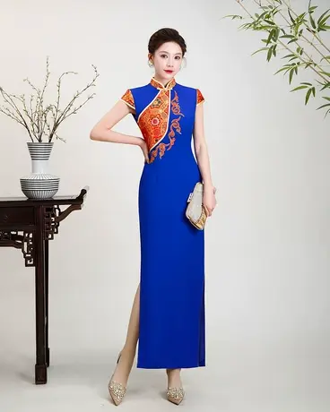 走秀旗袍女2023年新款刺绣中国风优雅日常演出服高端舞台舞蹈服装图片