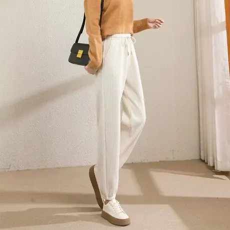 时尚百搭显瘦长裤2022年冬季新款淑女气质高腰显瘦通勤加绒哈伦裤图片