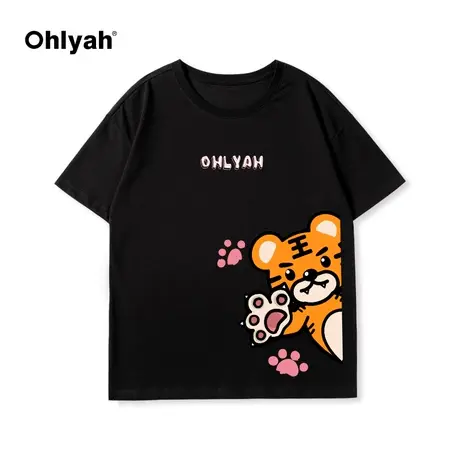 Ohlyah设计感小众chic短袖t恤女宽松韩版ins潮原宿纯棉圆领上衣商品大图