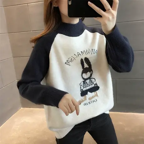 2023新款秋冬季半高领加厚打底衫软糯风毛衣女内搭针织短款小个子图片