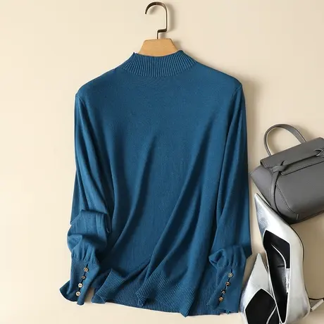 半高领毛衣打底衫女秋冬2022年新款内搭长袖上衣宽松洋气针织衫女商品大图