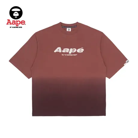 Aape旗舰店男装猿颜字母印花渐变撞色潮流短袖T恤1211XXJ商品大图