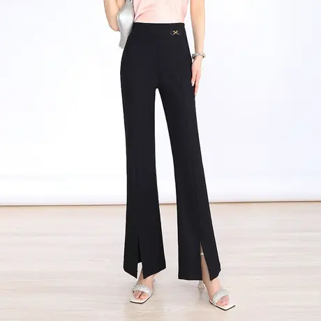 气质喇叭裤时尚百搭通勤职业裤女2023夏季新款显瘦长裤开叉微喇裤图片