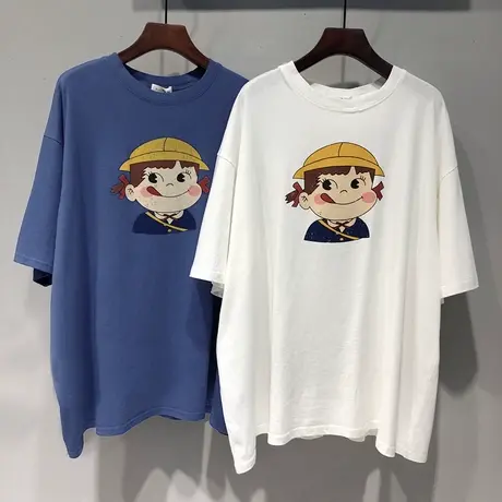 不二家2021oversizet恤潮牌短袖宽松大码女装炸街上衣夏半袖胖mm商品大图