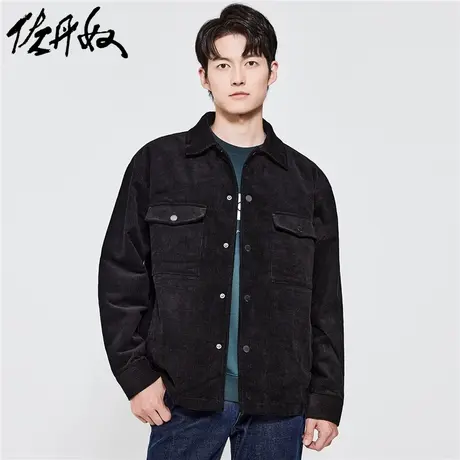 佐丹奴外套男装纯棉灯芯绒夹棉翻领夹克外套 01072695图片