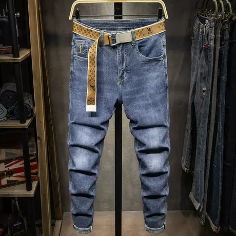 夏天薄款简约百搭时尚潮牌牛仔裤男修身小脚男士百搭长裤子男弹力商品大图