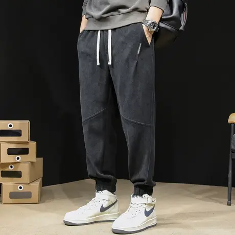 春秋运动裤子秋冬款束脚卫裤男士百搭男裤新款大码雪尼尔休闲裤男商品大图