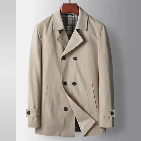 男士风衣外套春秋季英伦风男装潮流双排扣中长款工装夹克上衣服商品大图