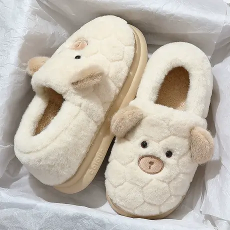 棉拖鞋女士冬季包跟保暖2023新款室内家居厚底可爱毛绒月子棉鞋男商品大图