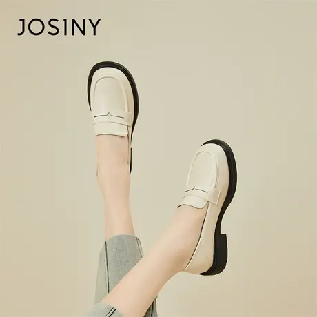 Josiny/卓诗尼厚底乐福鞋女款2024新款春季配裙子小皮鞋增高单鞋商品大图