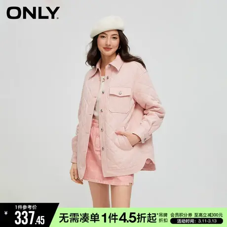 ONLY冬季简约休闲菱格纹宽松翻领牛仔外套女|123354012图片