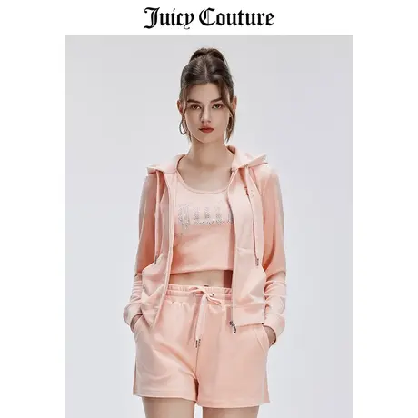 Juicy Couture橘滋春夏新款美式多巴胺彩钻天鹅绒丝绒夹克外套女图片