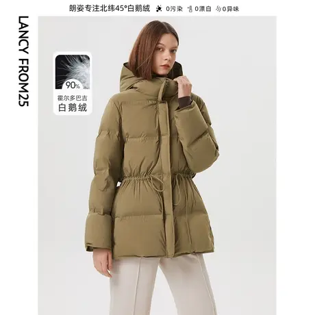 【会员专享】朗姿白鹅绒时尚设计感高级感收腰羽绒服女冬新款外套商品大图
