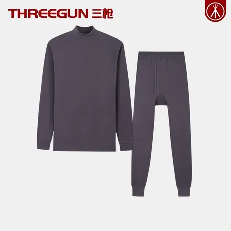 三枪100%纯棉薄款情侣保暖内衣男士半高领女士秋衣秋裤套装全棉冬图片