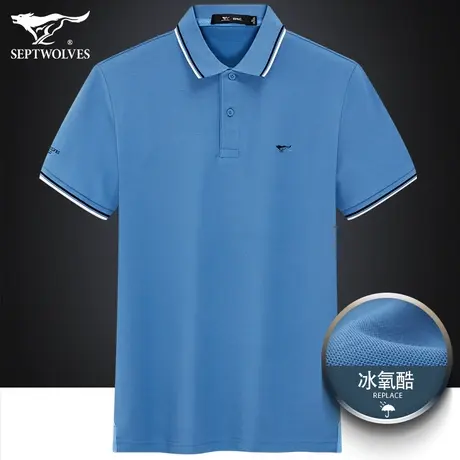 七匹狼狼族生活男装短袖t恤2023夏季青年休闲商务简约翻领Polo衫图片