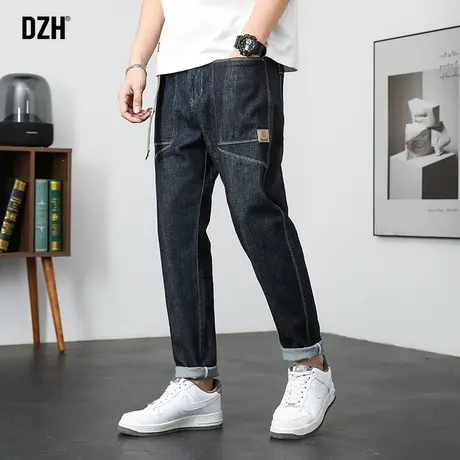 男士蓝色弹力牛仔裤男春夏款直筒潮牌休闲裤子2023新款阔腿裤长裤商品大图