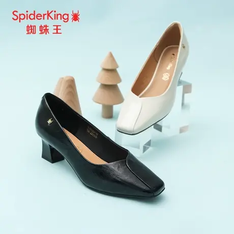 SPIDER KING/蜘蛛王女单鞋真皮2025春商场新款通勤高跟鞋浅口方头图片