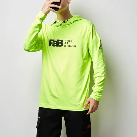 唐狮冬季骑行服长袖T恤男装宽松休闲潮流青少年帅气圆领复古白色商品大图