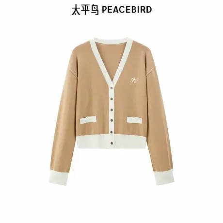 太平鸟春秋休闲高级气质品质撞边开衫A1EDD4214图片