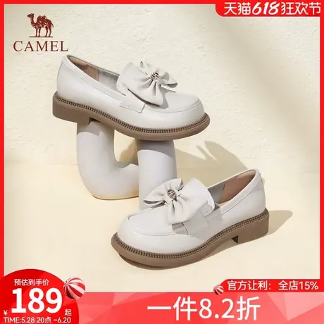 骆驼女鞋2024秋季新款优雅蝴蝶结休闲乐福鞋女舒适日常百搭单鞋图片
