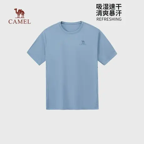 骆驼男装速干t恤男春夏抗皱圆领运动短袖透气吸汗徒步登山防晒t女商品大图