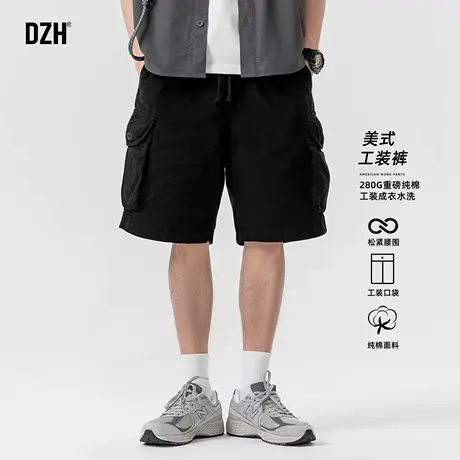 男式黑色280g重磅纯棉短裤男款2025新款美式工装裤宽松五分裤潮牌商品大图
