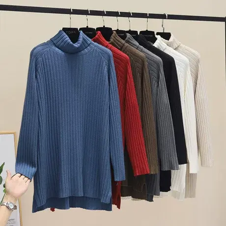 高领毛衣女秋冬韩系宽松打底衫内搭加厚百搭黑色针织衫长袖上衣潮图片
