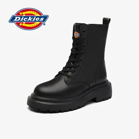 Dickies马丁靴2024冬季新款女靴黑色加绒短靴女厚底增高牛皮靴子商品大图