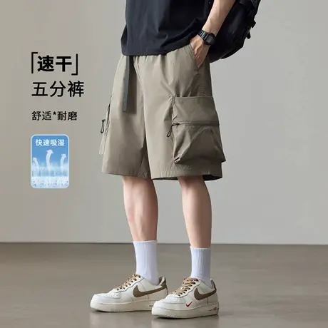 猫人冰丝速干透气五分裤男士夏季新款宽松大码潮牌运动休闲短裤子图片