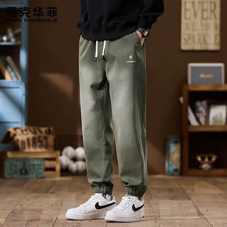 马克华菲2025新款男士牛仔裤春秋款松紧腰宽松百搭束脚哈伦休闲裤商品大图